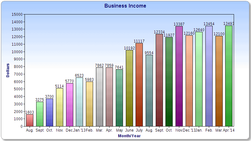 $13,493 in April Business Income $13,493 in April Business Income Chart