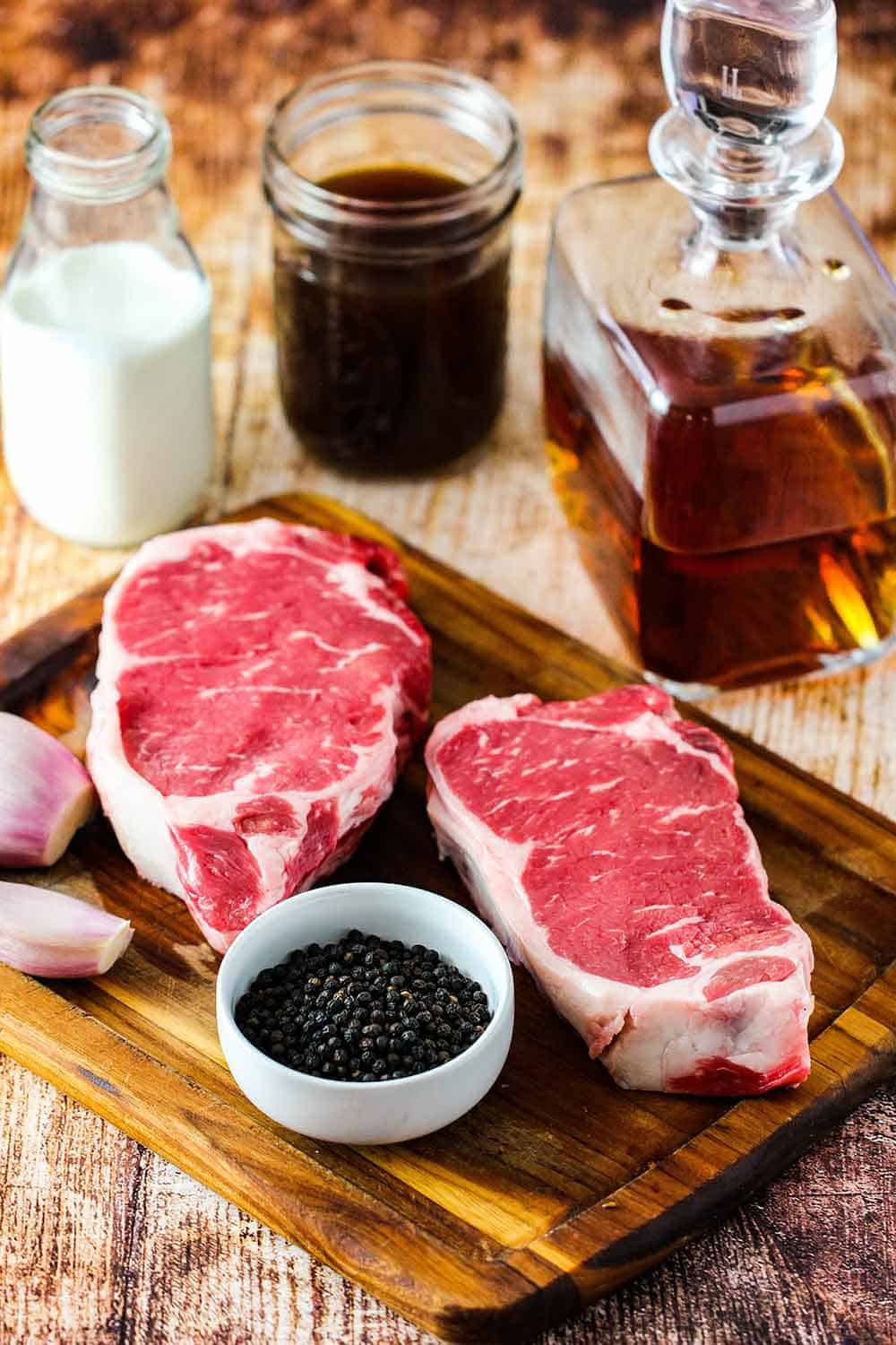 New York Strip Steak and Cognac are used in Steak au Poivre.