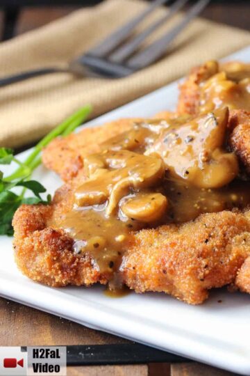 German Schnitzel with Mushroom Gravy