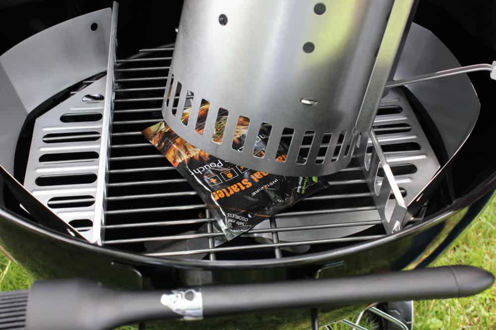 Chimney starter with fire starter