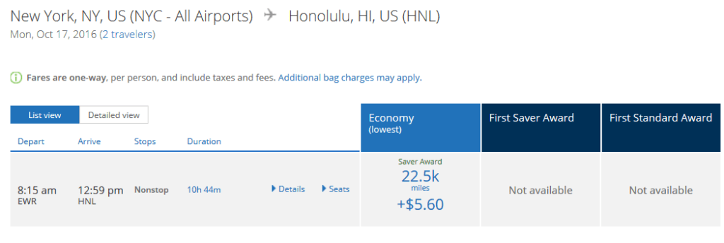 United flight ewr to hnl