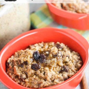 Instant Pot Cinnamon Raisin Steel-Cut Oats in a red bowl