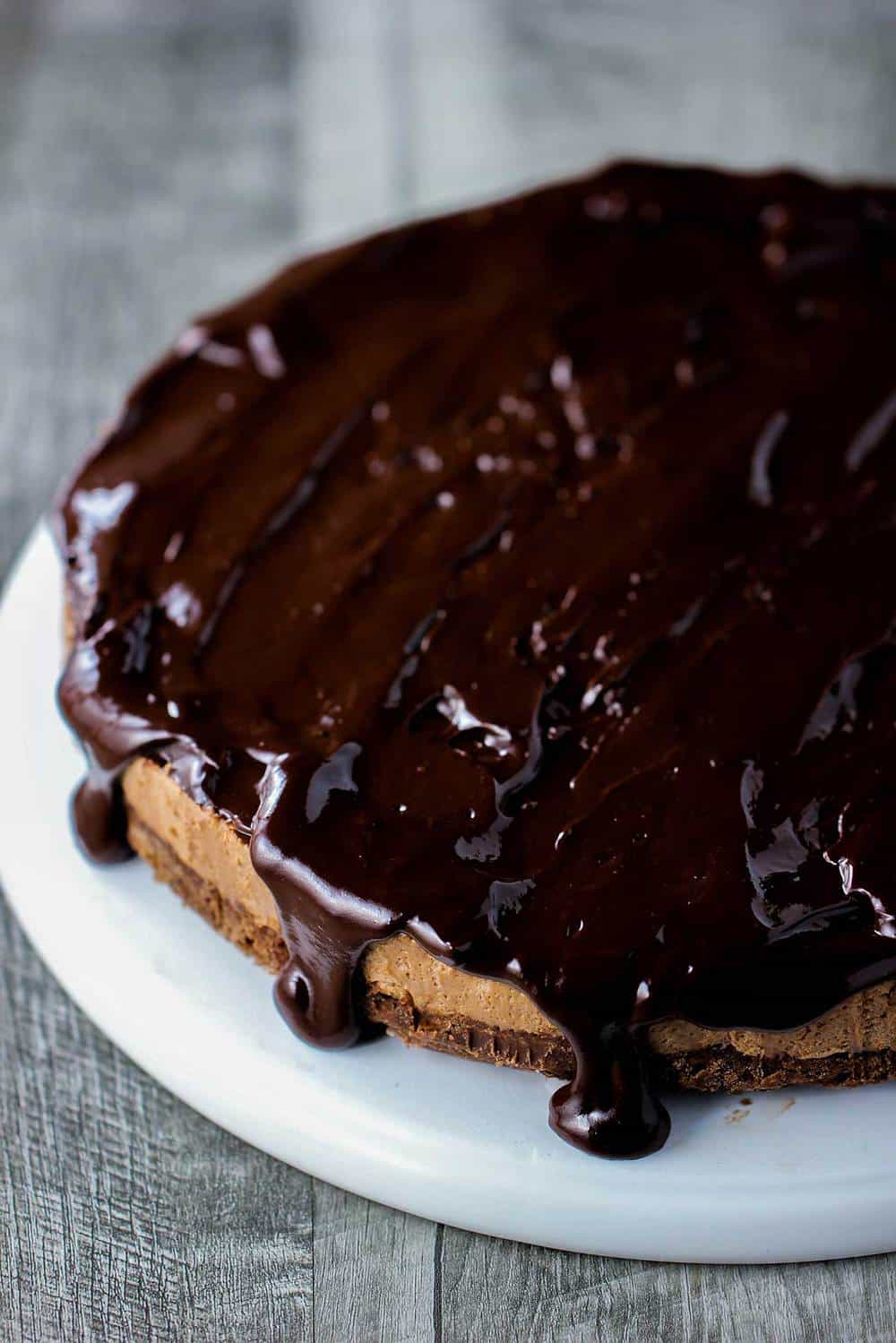 Top view of Triple Chocolate Mousse Cake