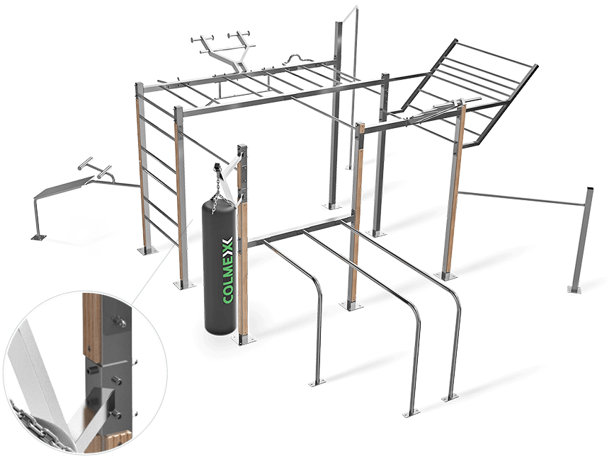 WOS W Street workout Nerez s teakovým obložením