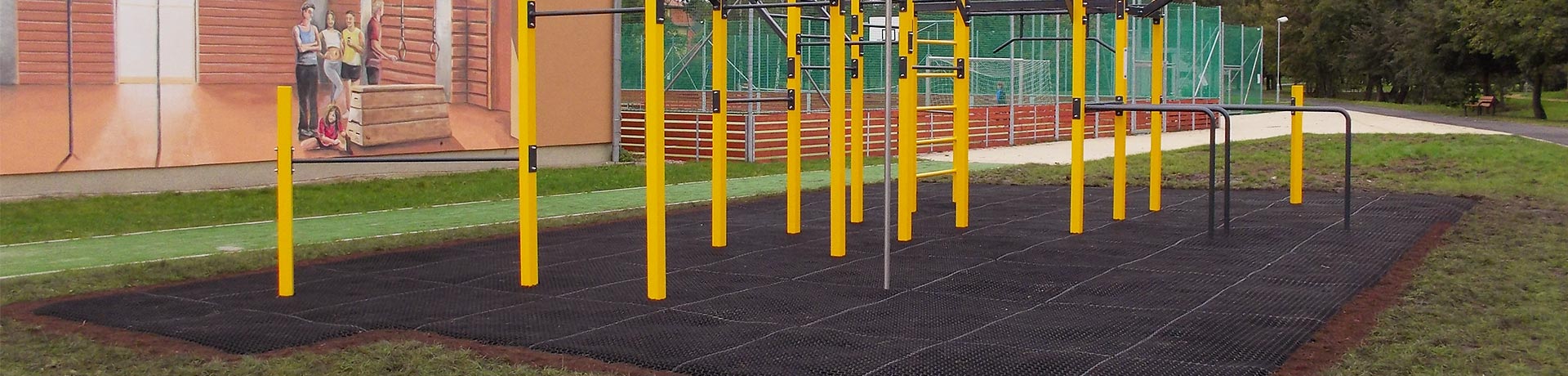 Gumová bezpečnostní dopadová plocha, zatravňovací