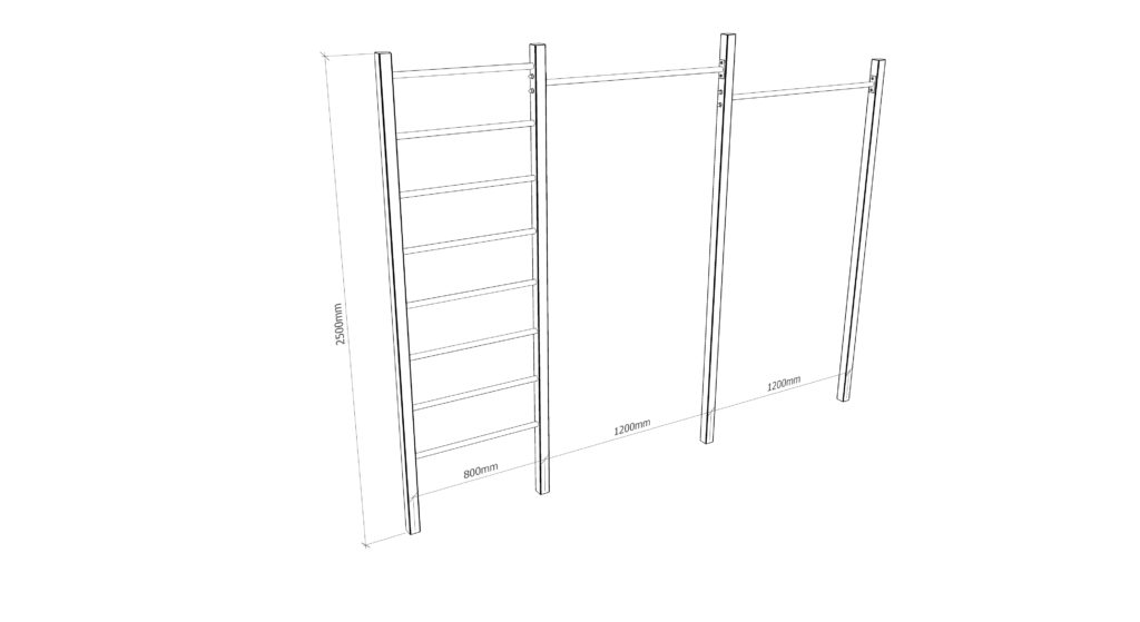 ZW14 - Žebřiny, hrazda - nákres