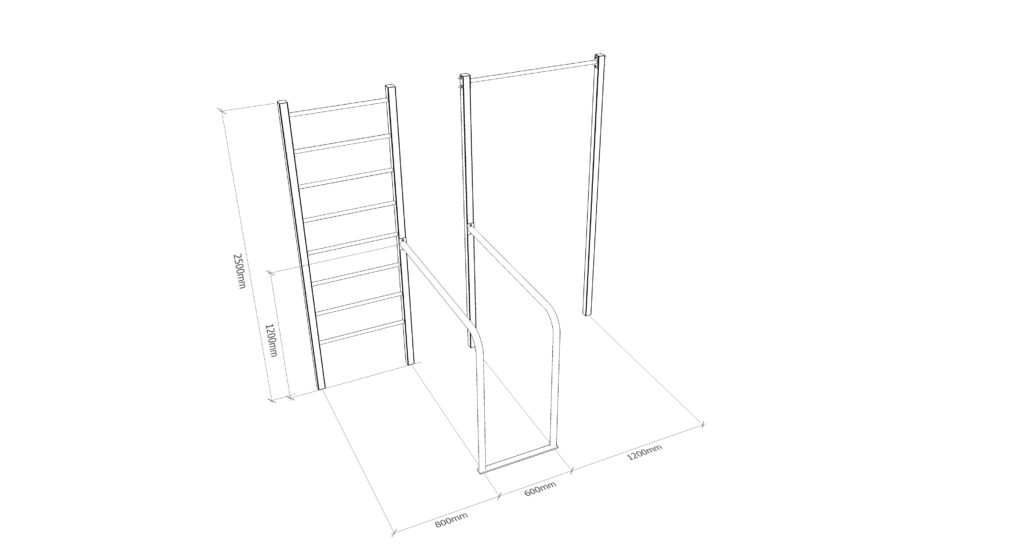 ZW21 - Žebřiny, hrazda, bradla - nákres