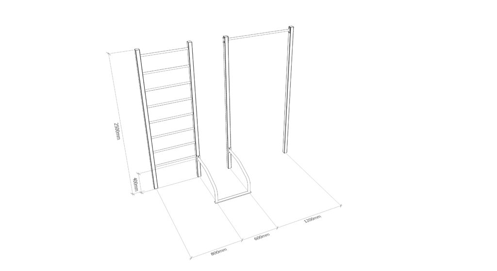ZW22 - Žebřina, hrazda, stálky - nákres