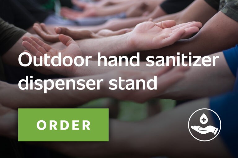 Outdoor hand sanitizer dispenser stand