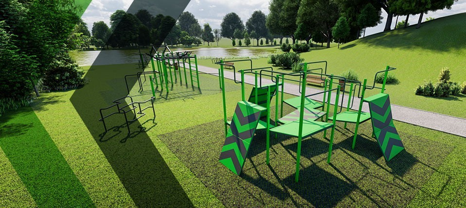 Vizualizace cvičiště - rybník